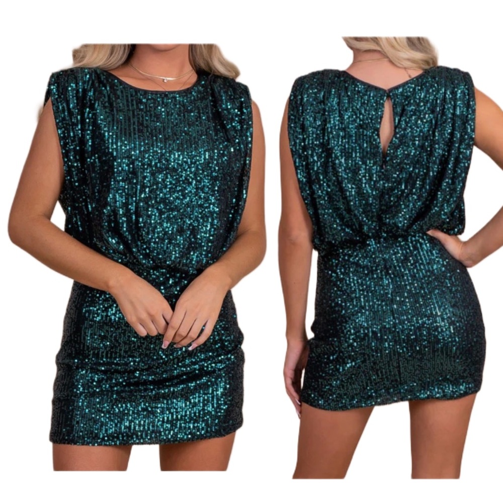 Green Sequin Mini Dress